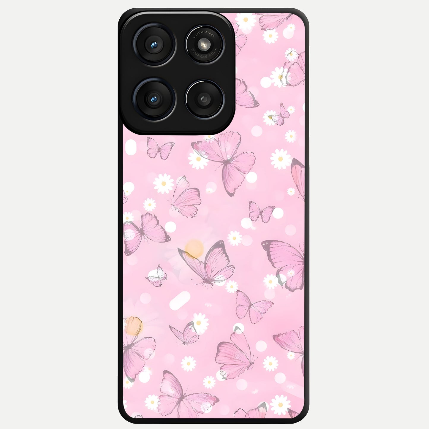  Blush Butterfly Garden Glass Case For Moto Edge 60 Fusion back cover – full design glossy printed glass finish