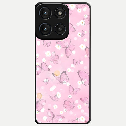  Blush Butterfly Garden Glass Case For Moto Edge 60 Fusion back cover – full design glossy printed glass finish