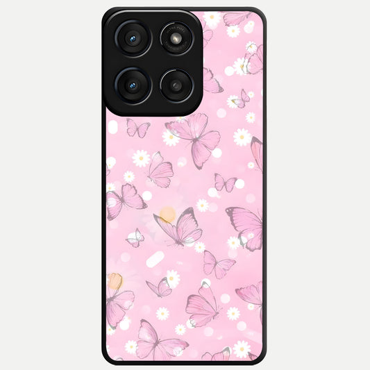  Blush Butterfly Garden Glass Case For Moto Edge 60 Fusion back cover – full design glossy printed glass finish