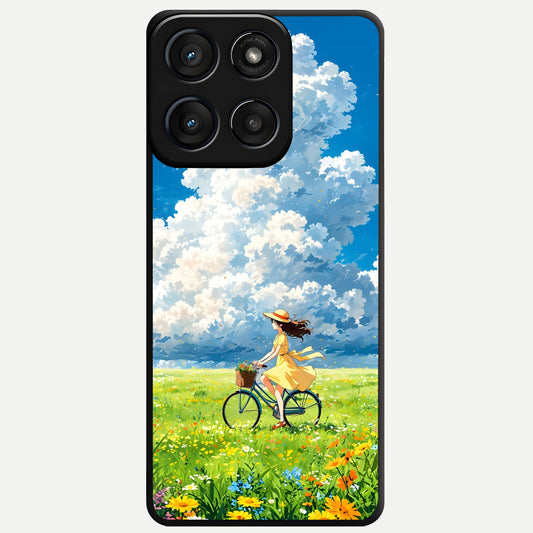 Breezy Meadow Ride Glass Case For Moto Edge 60 Fusion back cover – full design glossy printed glass finish