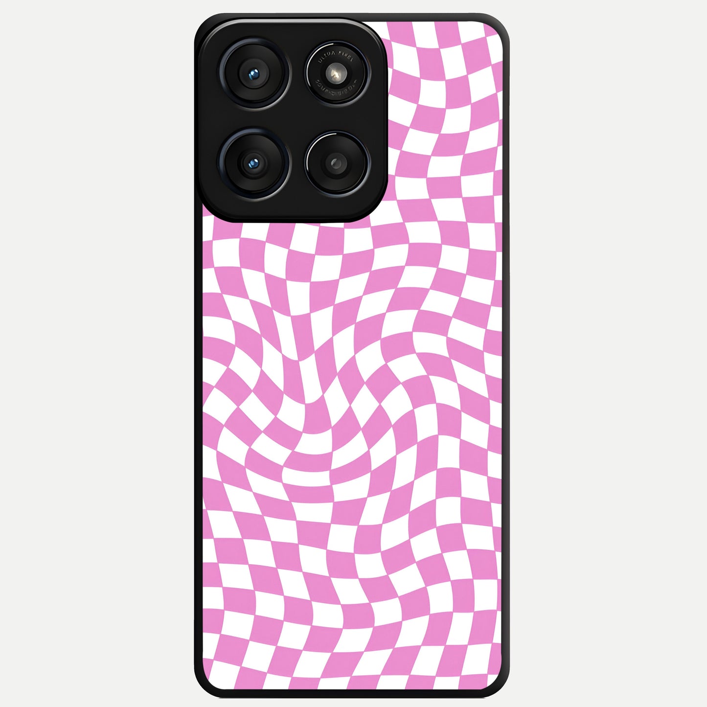  Bubblegum Check Wave Glass Case For Moto Edge 60 Fusion back cover – full design glossy printed glass finish