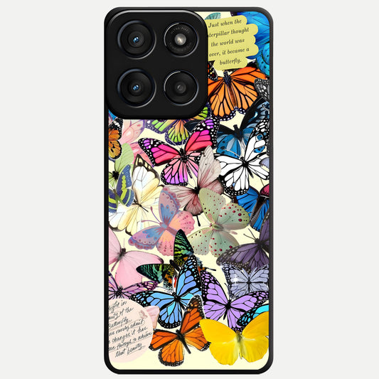  Butterflies Petal Dream Glass Case For Moto Edge 60 Fusion back cover – full design glossy printed glass finish