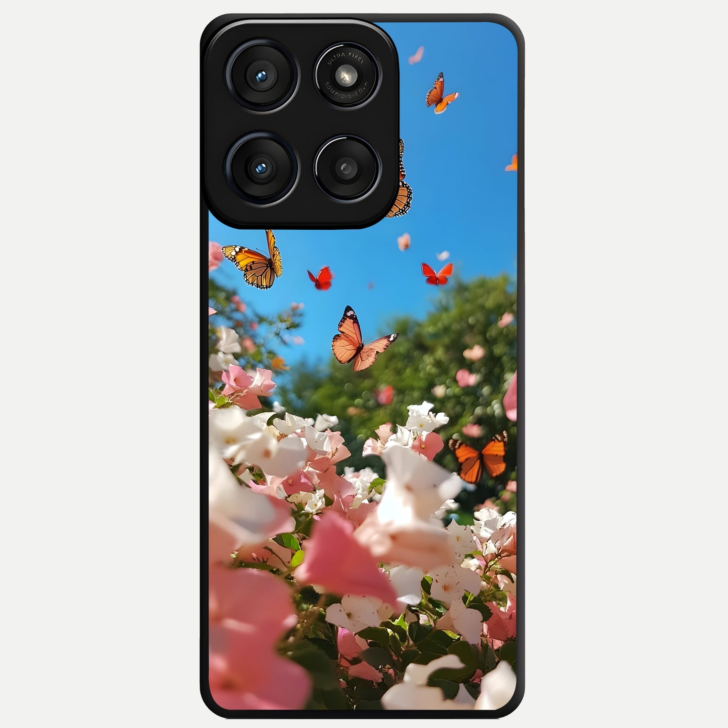  Butterflies In Bloom Sky Glass Case For Moto Edge 60 Fusion back cover – full design glossy printed glass finish