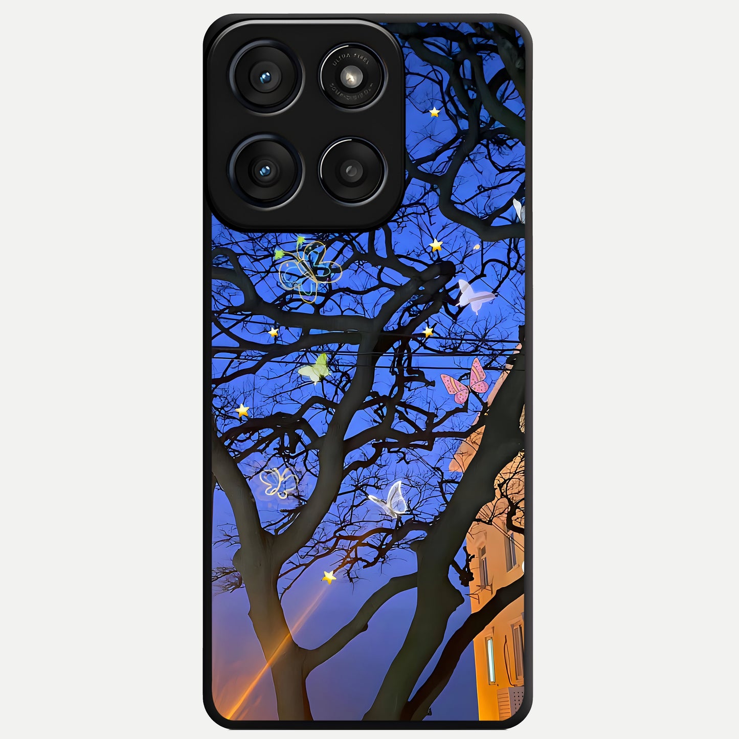  Butterfly Night Magic Glass Case For Moto Edge 60 Fusion back cover – full design glossy printed glass finish