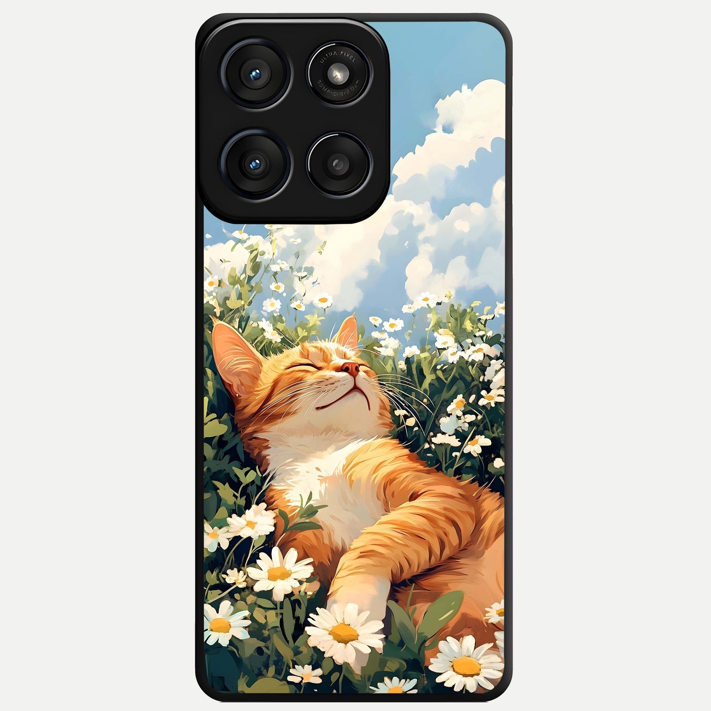  Cat And Flowers View Glass Case For Moto Edge 60 Fusion back cover – full design glossy printed glass finish