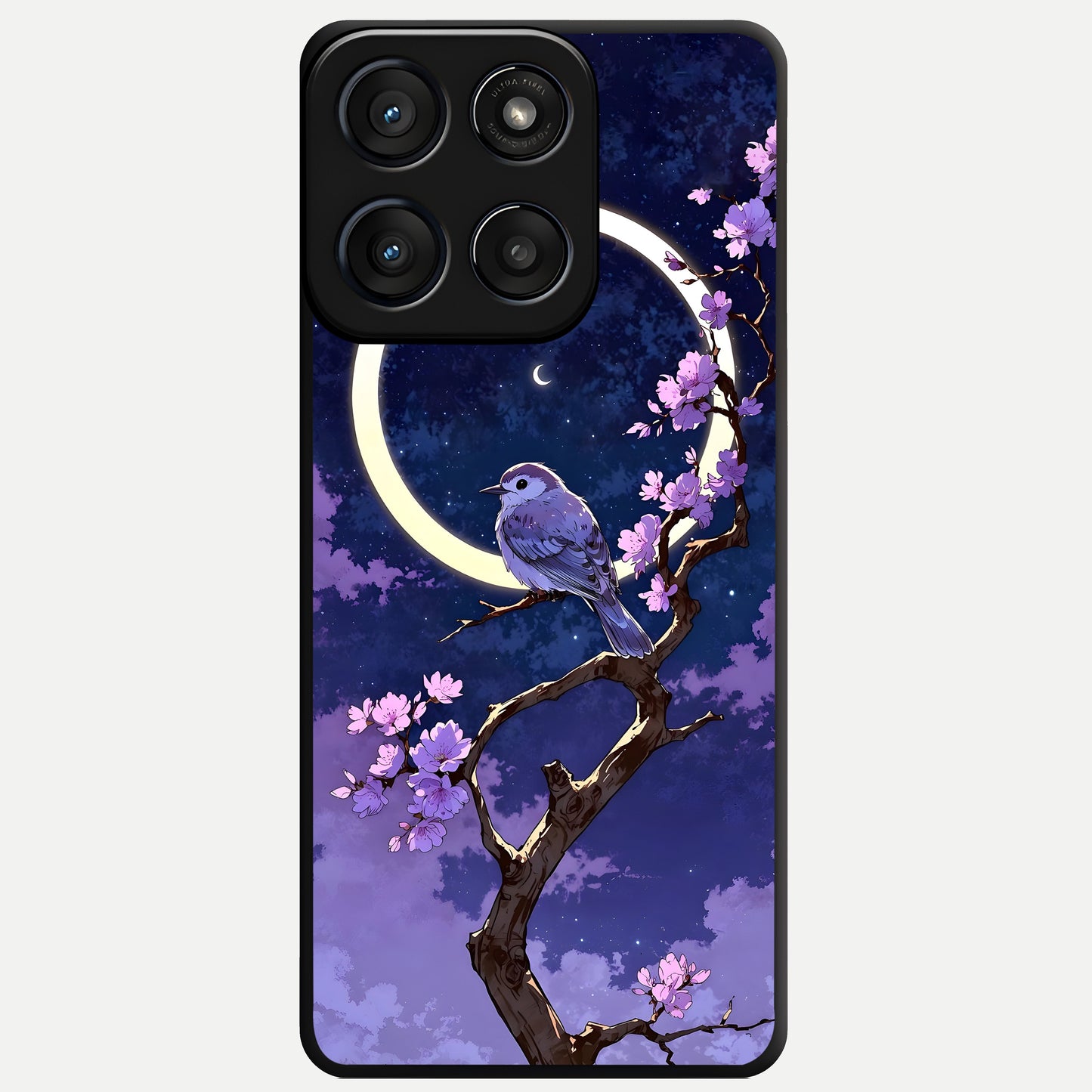  Celestial Bird Blossom Glass Case For Moto Edge 60 Fusion back cover – full design glossy printed glass finish