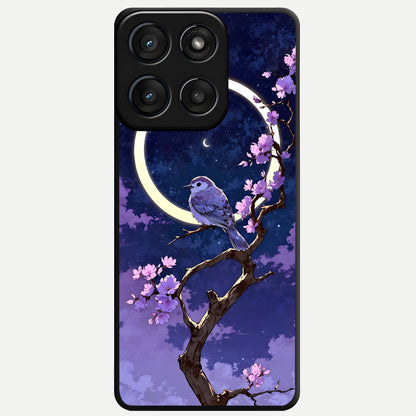  Celestial Bird Blossom Glass Case For Moto Edge 60 Fusion back cover – full design glossy printed glass finish