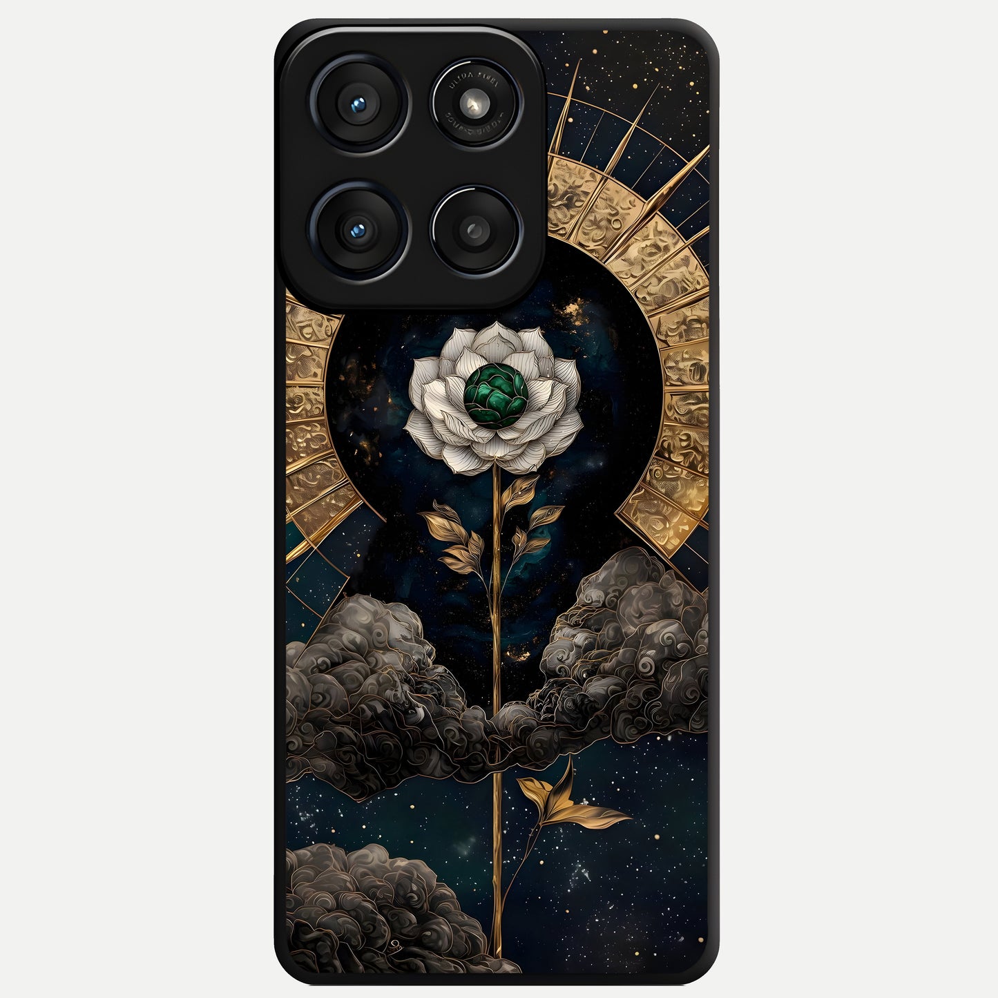  Celestial Lotus Morang Glass Case For Moto Edge 60 Fusion back cover – full design glossy printed glass finish