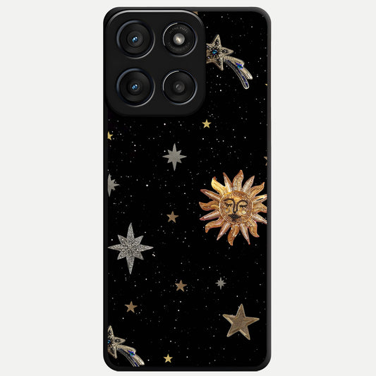  Celestial Moon With Stars Glass Case For Moto Edge 60 Fusion back cover – full design glossy printed glass finish