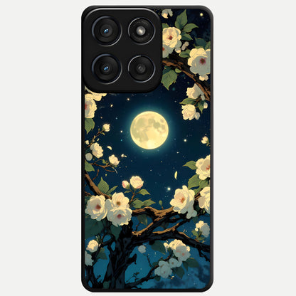  Celestial Moon And Flower Glass Case For Moto Edge 60 Fusion back cover – full design glossy printed glass finish