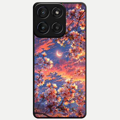  Celestial Sakura Sunset Glass Case For Moto Edge 60 Fusion back cover – full design glossy printed glass finish