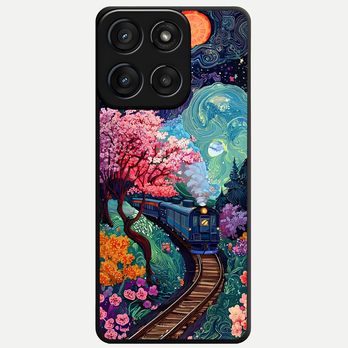  Celestial Train Journey Glass Case For Moto Edge 60 Fusion back cover – full design glossy printed glass finish