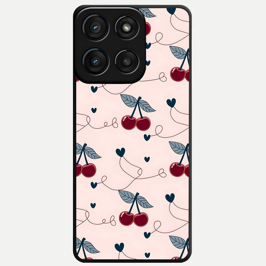  Cherry Heart Line Glass Case For Moto Edge 60 Fusion back cover – full design glossy printed glass finish