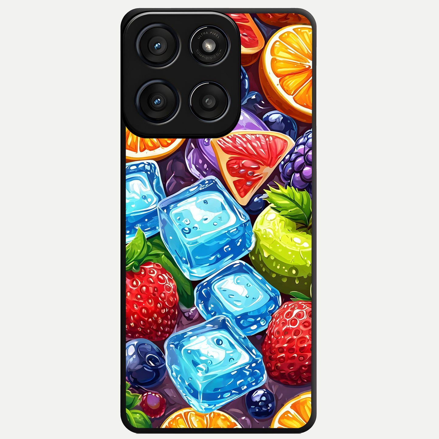  Colorful Fruits with Ice Glass Case For Moto Edge 60 Fusion back cover – full design glossy printed glass finish