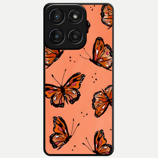  Coral Wing Butterfly Glass Case For Moto Edge 60 Fusion back cover – full design glossy printed glass finish