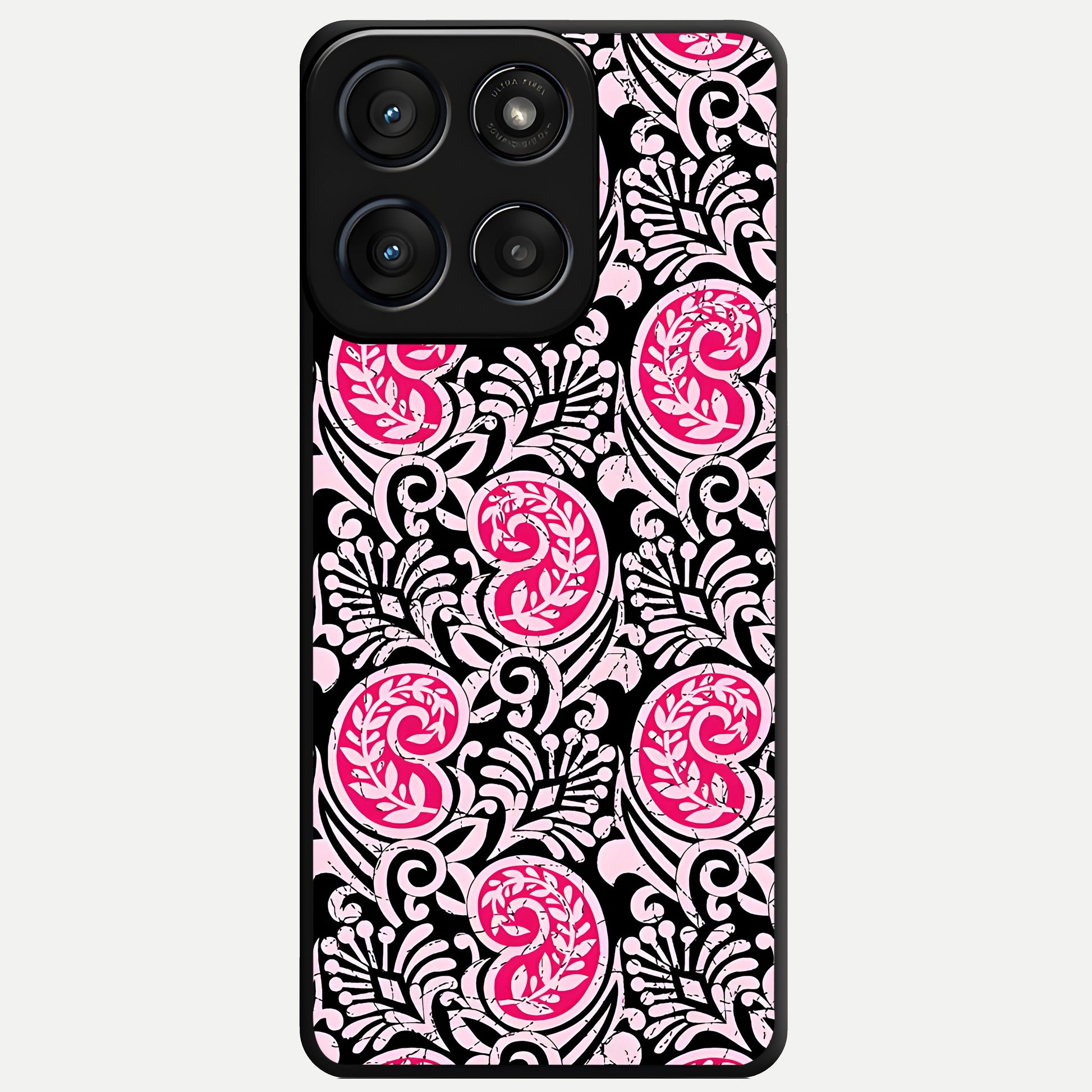  Crimson Paisley Charm Glass Case For Moto Edge 60 Fusion back cover – full design glossy printed glass finish