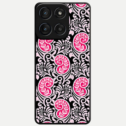  Crimson Paisley Charm Glass Case For Moto Edge 60 Fusion back cover – full design glossy printed glass finish