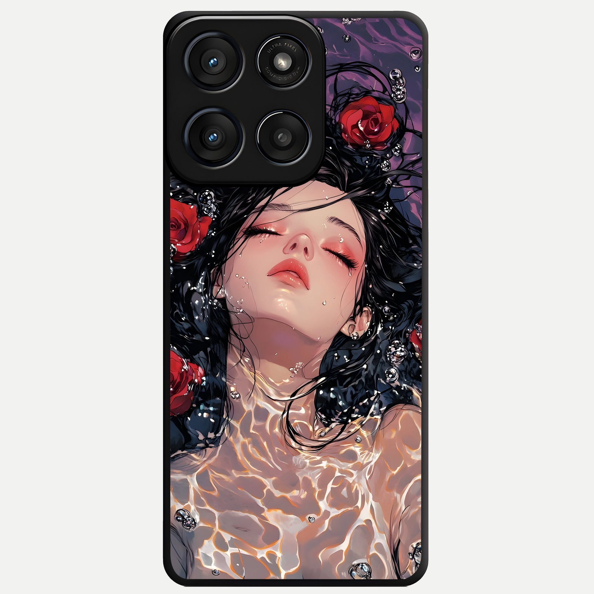  Crimson Rose Serenity Glass Case For Moto Edge 60 Fusion back cover – full design glossy printed glass finish
