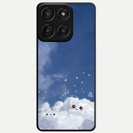  Cute Blossom Cloud Glass Case For Moto Edge 60 Fusion back cover – full design glossy printed glass finish