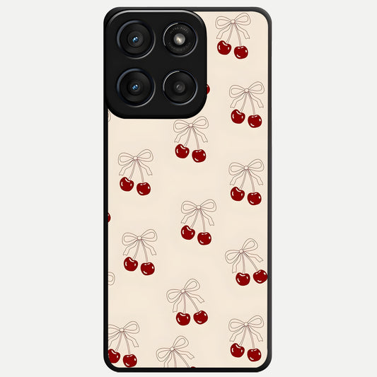  Cute Cherry Pattern Glass Case For Moto Edge 60 Fusion back cover – full design glossy printed glass finish