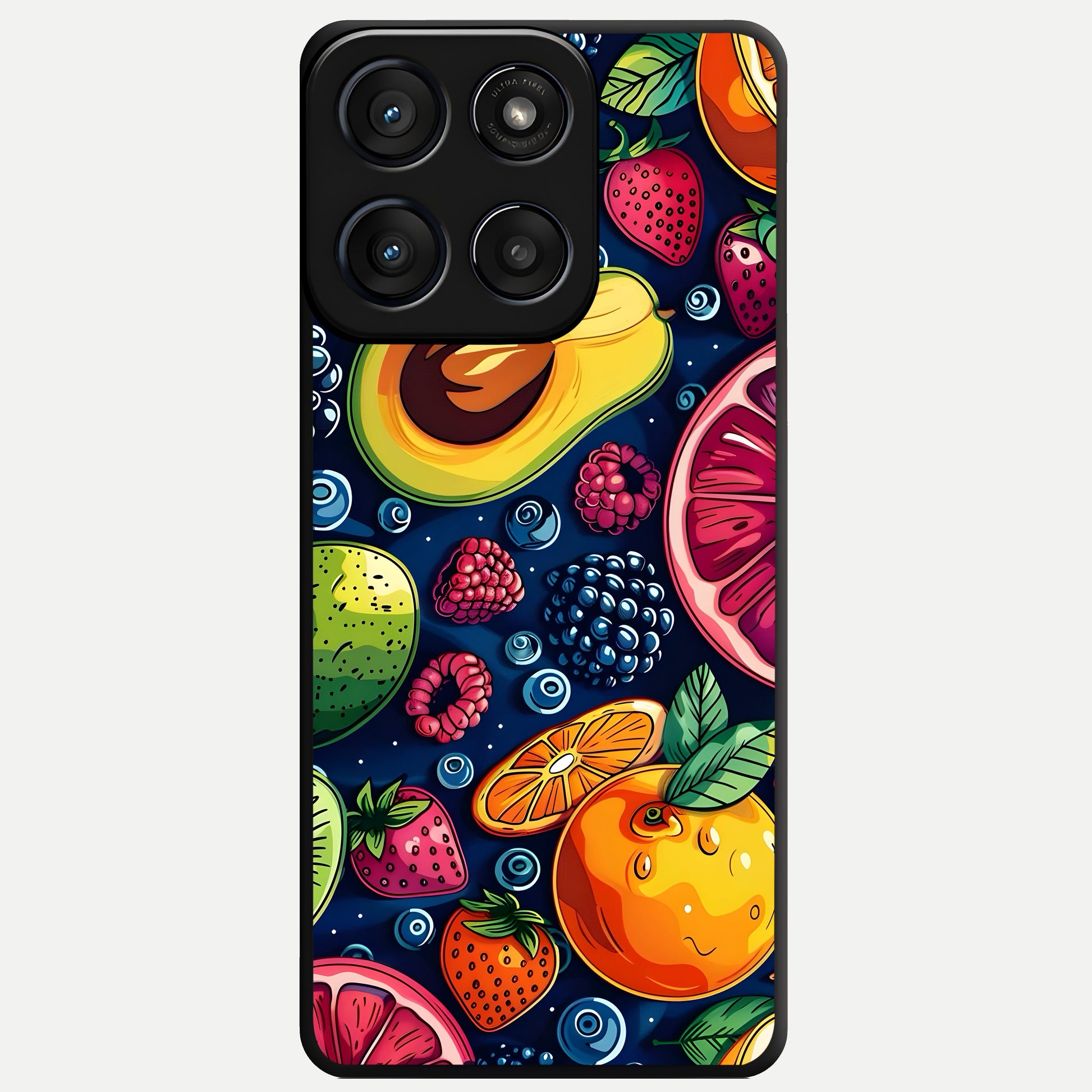  Cute Fruits Art Glass Case For Moto Edge 60 Fusion back cover – full design glossy printed glass finish