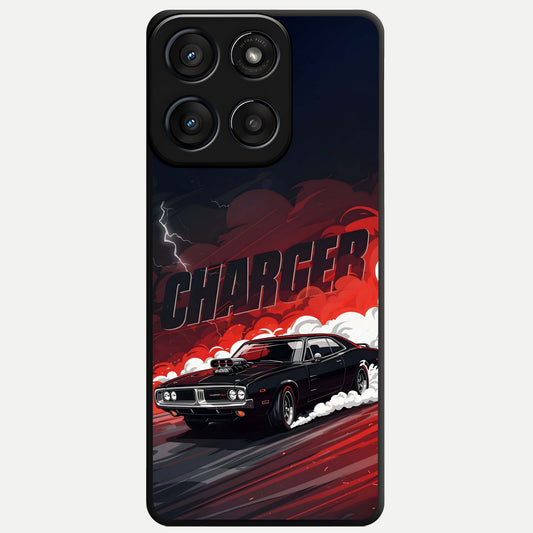  Dark Charger Fury Glass Case For Moto Edge 60 Fusion back cover – full design glossy printed glass finish