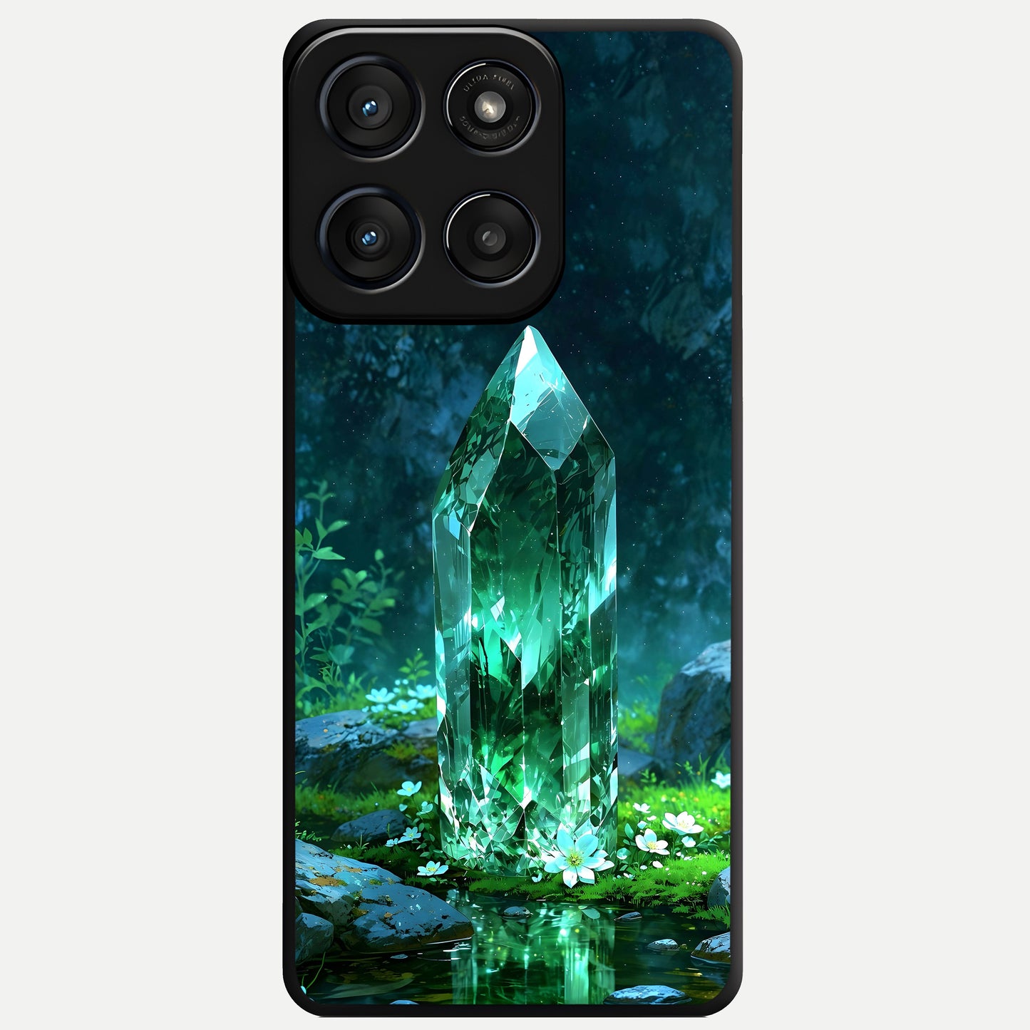  Emerald Light Crystal Glass Case For Moto Edge 60 Fusion back cover – full design glossy printed glass finish