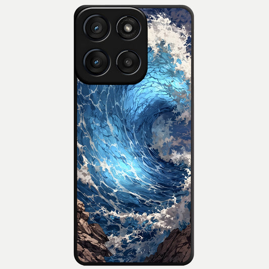  Giant Ocean Wave Glass Case For Moto Edge 60 Fusion back cover – full design glossy printed glass finish