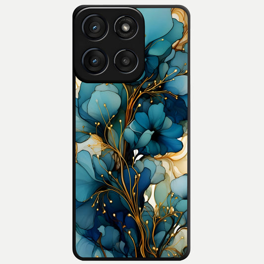  Golden Bloom Symphony Glass Case For Moto Edge 60 Fusion back cover – full design glossy printed glass finish