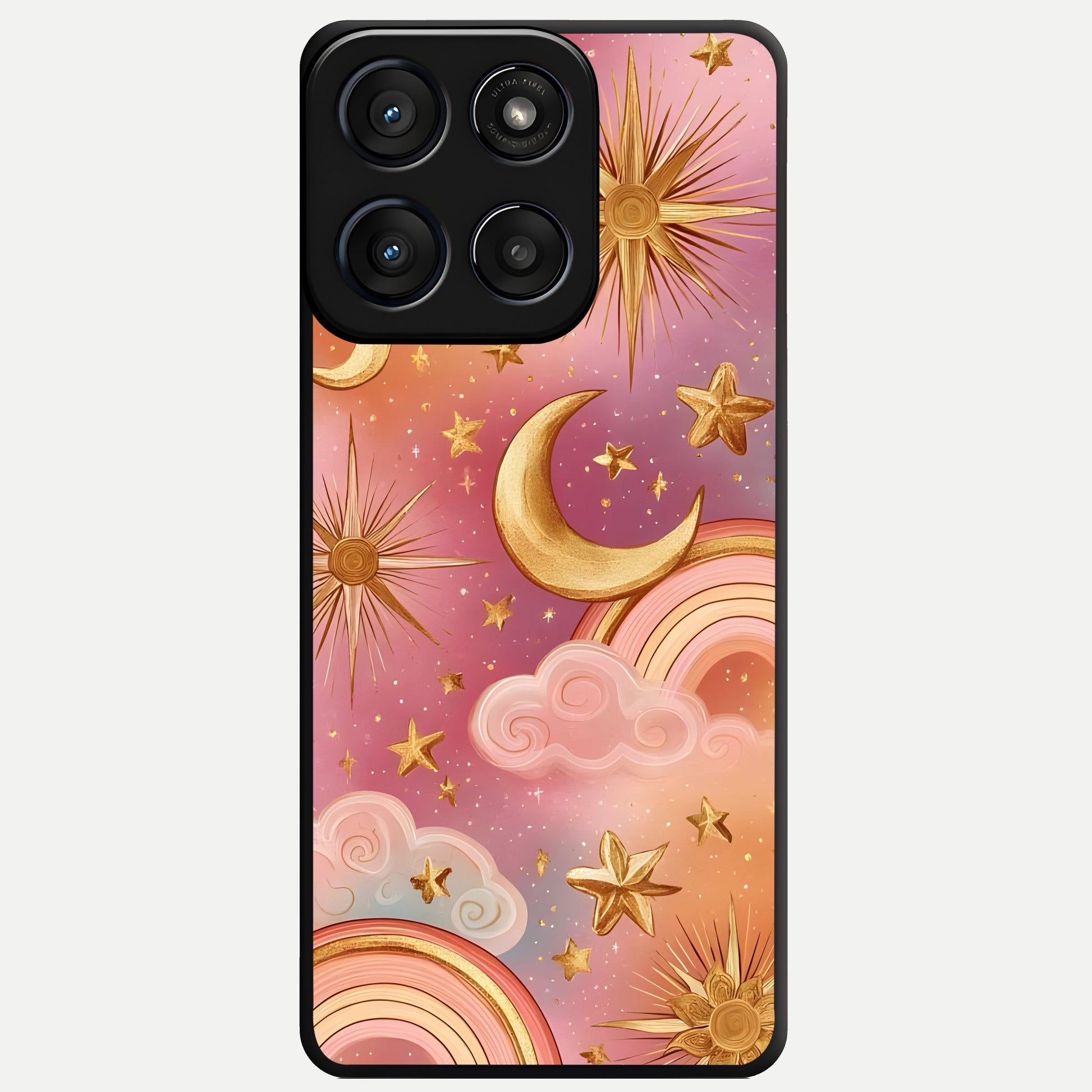  Golden Celestial Dreams Glass Case For Moto Edge 60 Fusion back cover – full design glossy printed glass finish
