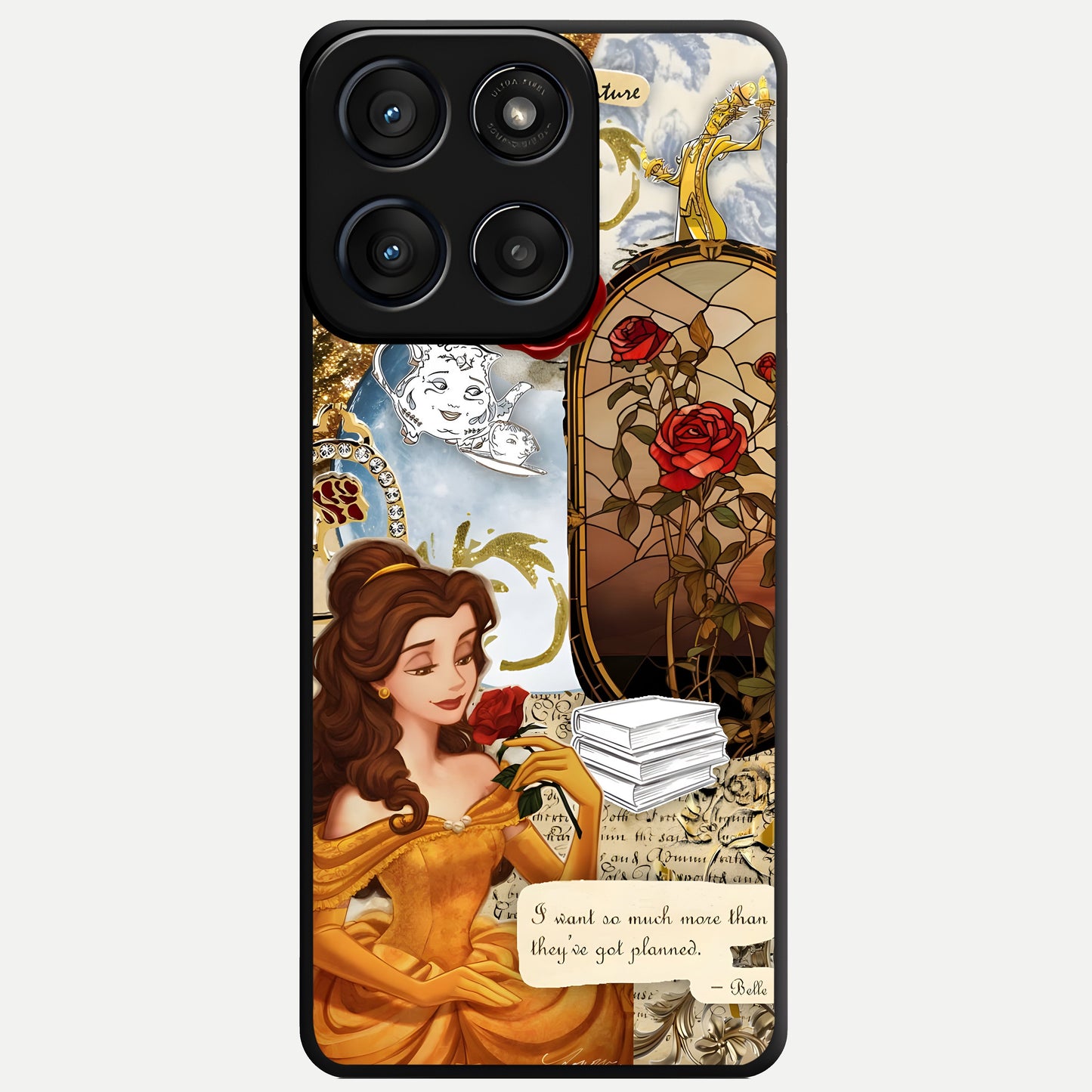  Golden Dream Belle Glass Case For Moto Edge 60 Fusion back cover – full design glossy printed glass finish