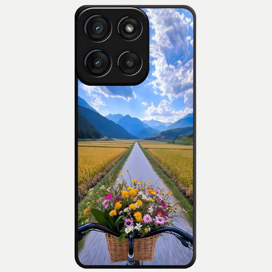  Golden Field Journey Glass Case For Moto Edge 60 Fusion back cover – full design glossy printed glass finish