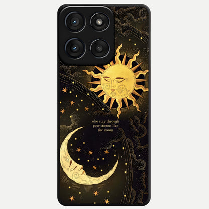  Golden Lunar Love Glass Case For Moto Edge 60 Fusion back cover – full design glossy printed glass finish