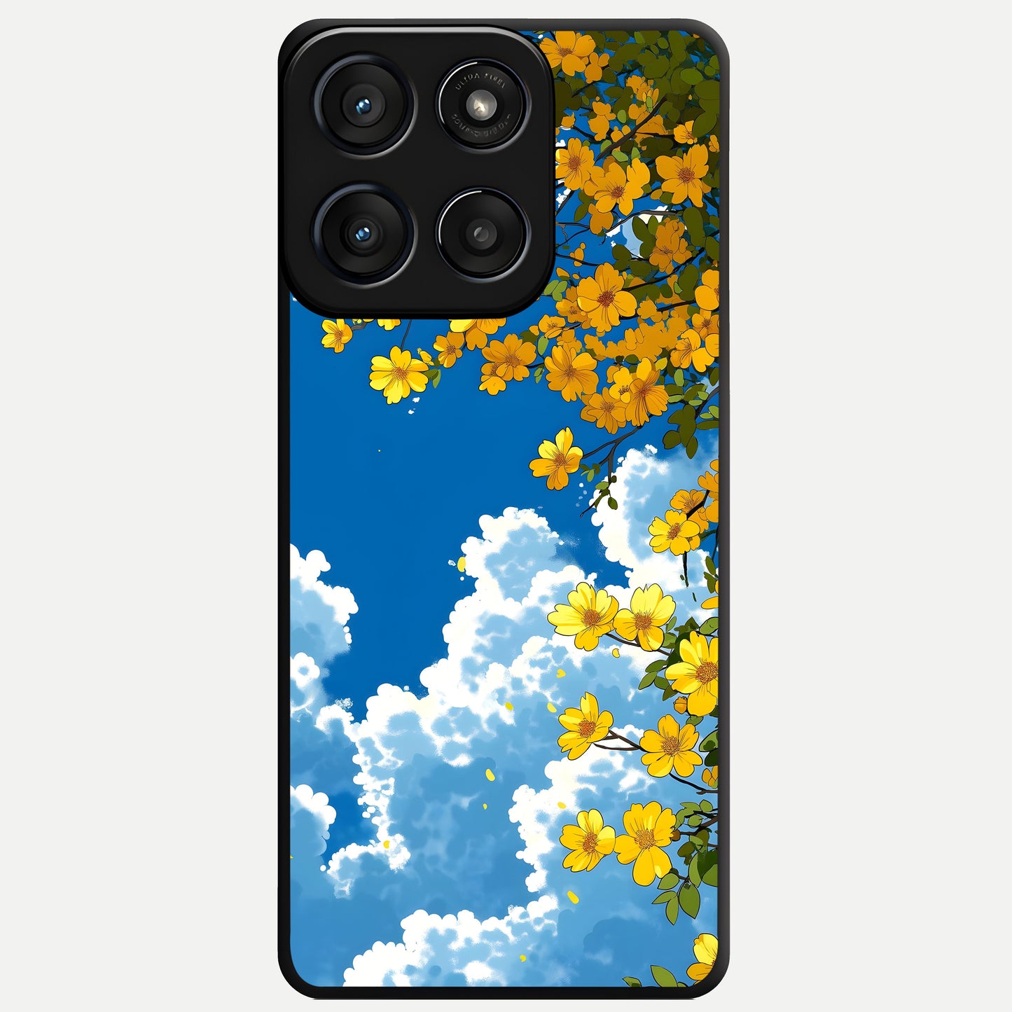  Golden Petal Sky Glass Case For Moto Edge 60 Fusion back cover – full design glossy printed glass finish
