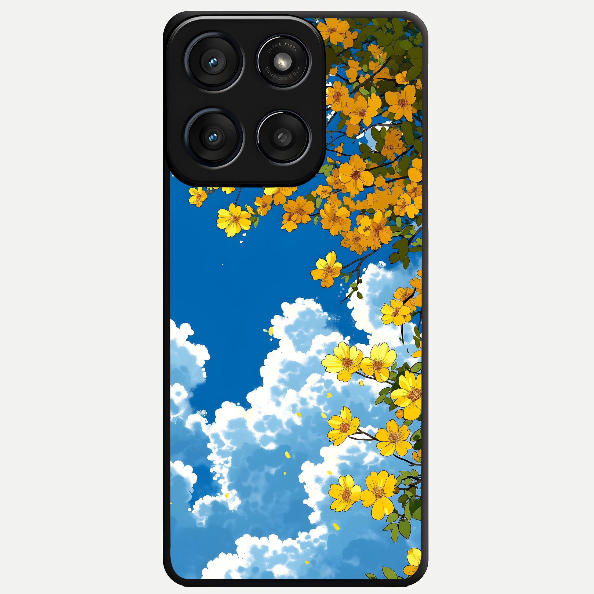  Golden Petal Sky Glass Case For Moto Edge 60 Fusion back cover – full design glossy printed glass finish
