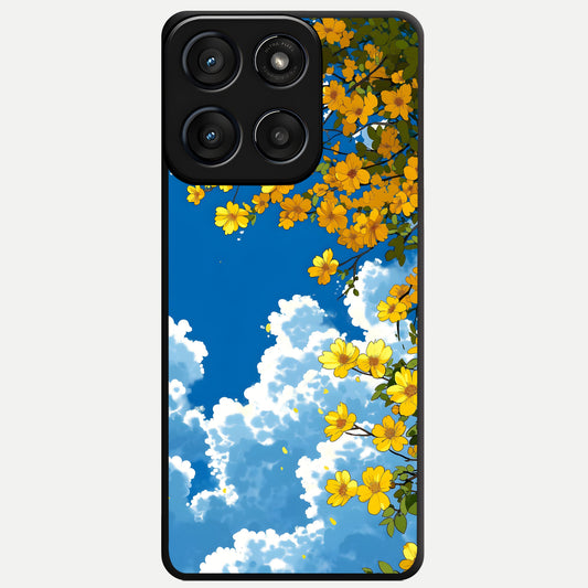  Golden Petal Sky Glass Case For Moto Edge 60 Fusion back cover – full design glossy printed glass finish