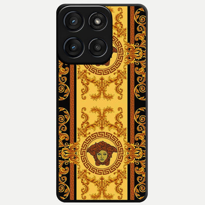  Golden Royal Heritage Glass Case For Moto Edge 60 Fusion back cover – full design glossy printed glass finish