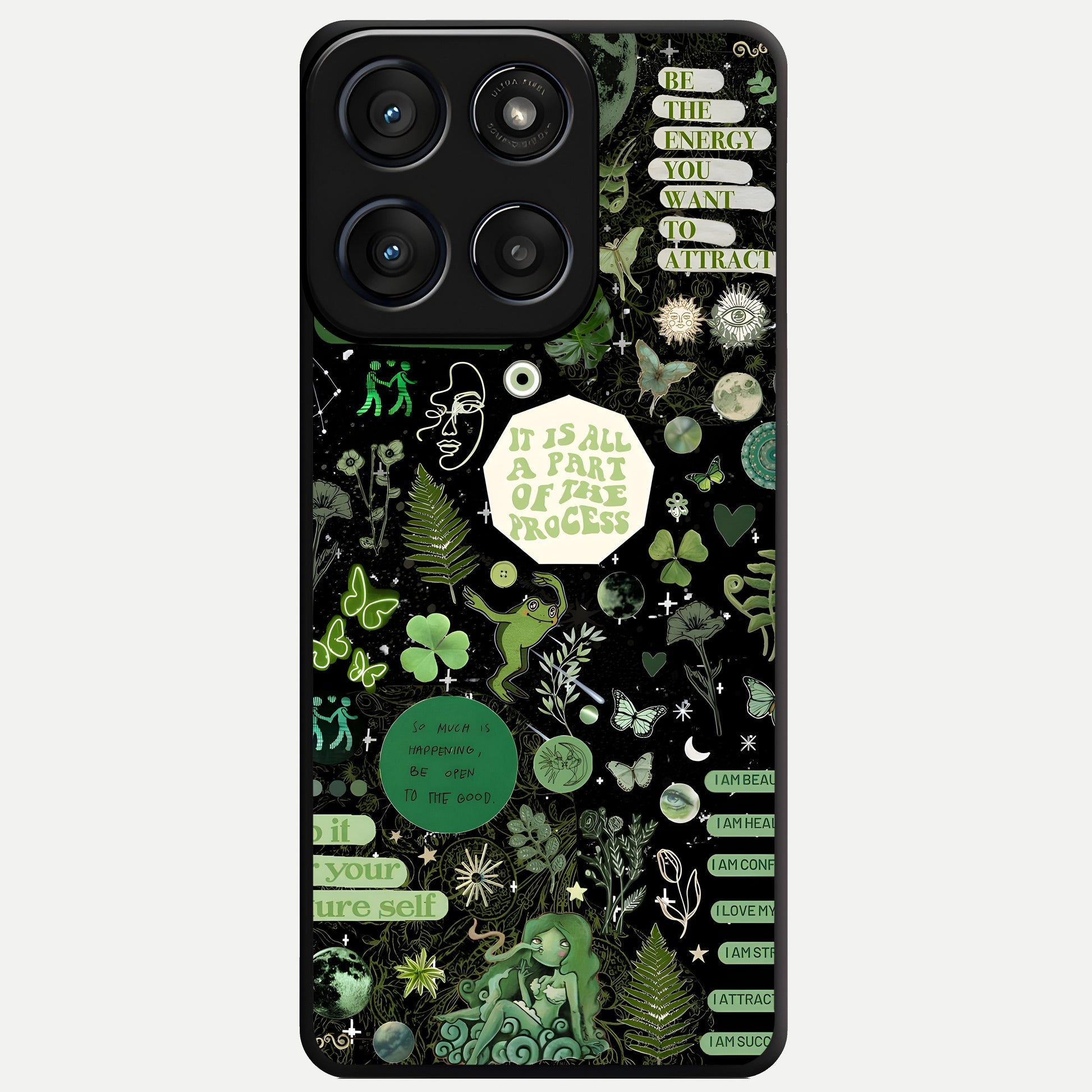  Green Mandala Pattern Glass Case For Moto Edge 60 Fusion back cover – full design glossy printed glass finish