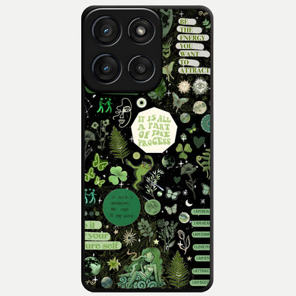  Green Mandala Pattern Glass Case For Moto Edge 60 Fusion back cover – full design glossy printed glass finish