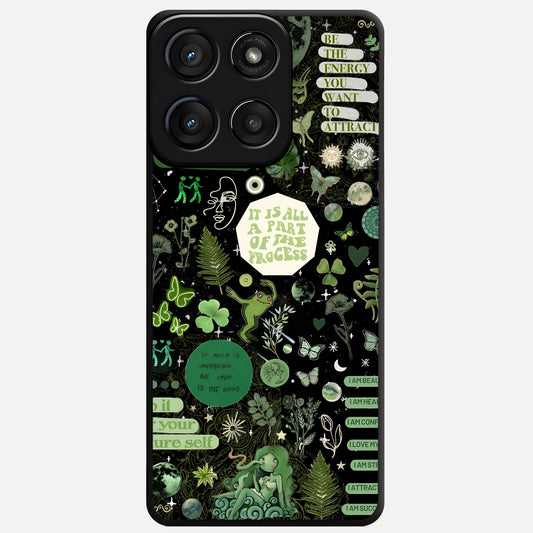  Green Mandala Pattern Glass Case For Moto Edge 60 Fusion back cover – full design glossy printed glass finish