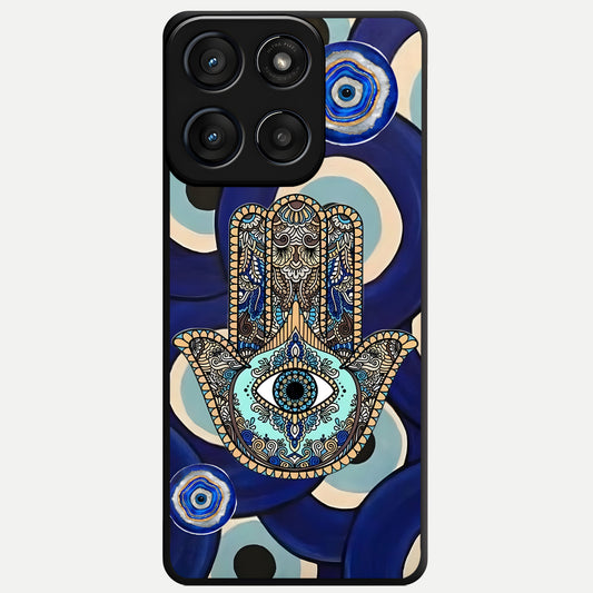  Hamsa Divine Guard Glass Case For Moto Edge 60 Fusion back cover – full design glossy printed glass finish