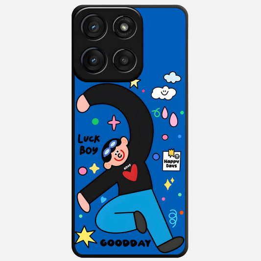  Happy Luck Vibe Glass Case For Moto Edge 60 Fusion back cover – full design glossy printed glass finish
