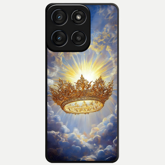  Heavenly Crown Light Glass Case For Moto Edge 60 Fusion back cover – full design glossy printed glass finish