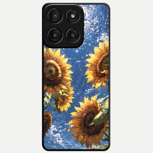  Heavenly Sunflower Rise Glass Case For Moto Edge 60 Fusion back cover – full design glossy printed glass finish