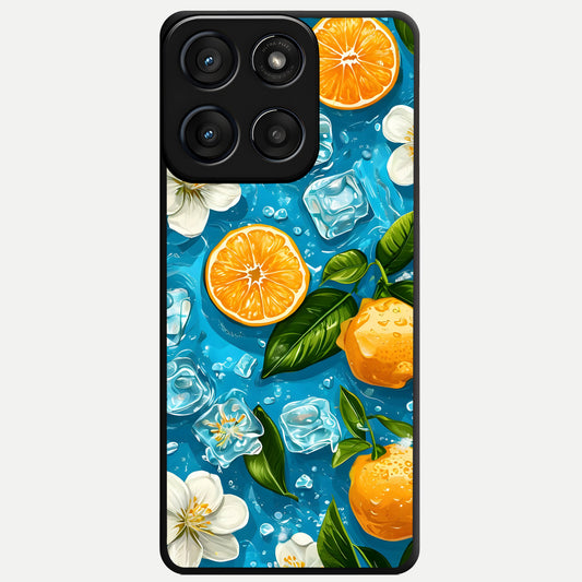 Ice Cube With Orange Glass Case For Moto Edge 60 Fusion back cover – full design glossy printed glass finish