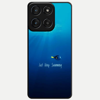  Just Keep Swimming Glass Case For Moto Edge 60 Fusion back cover – full design glossy printed glass finish