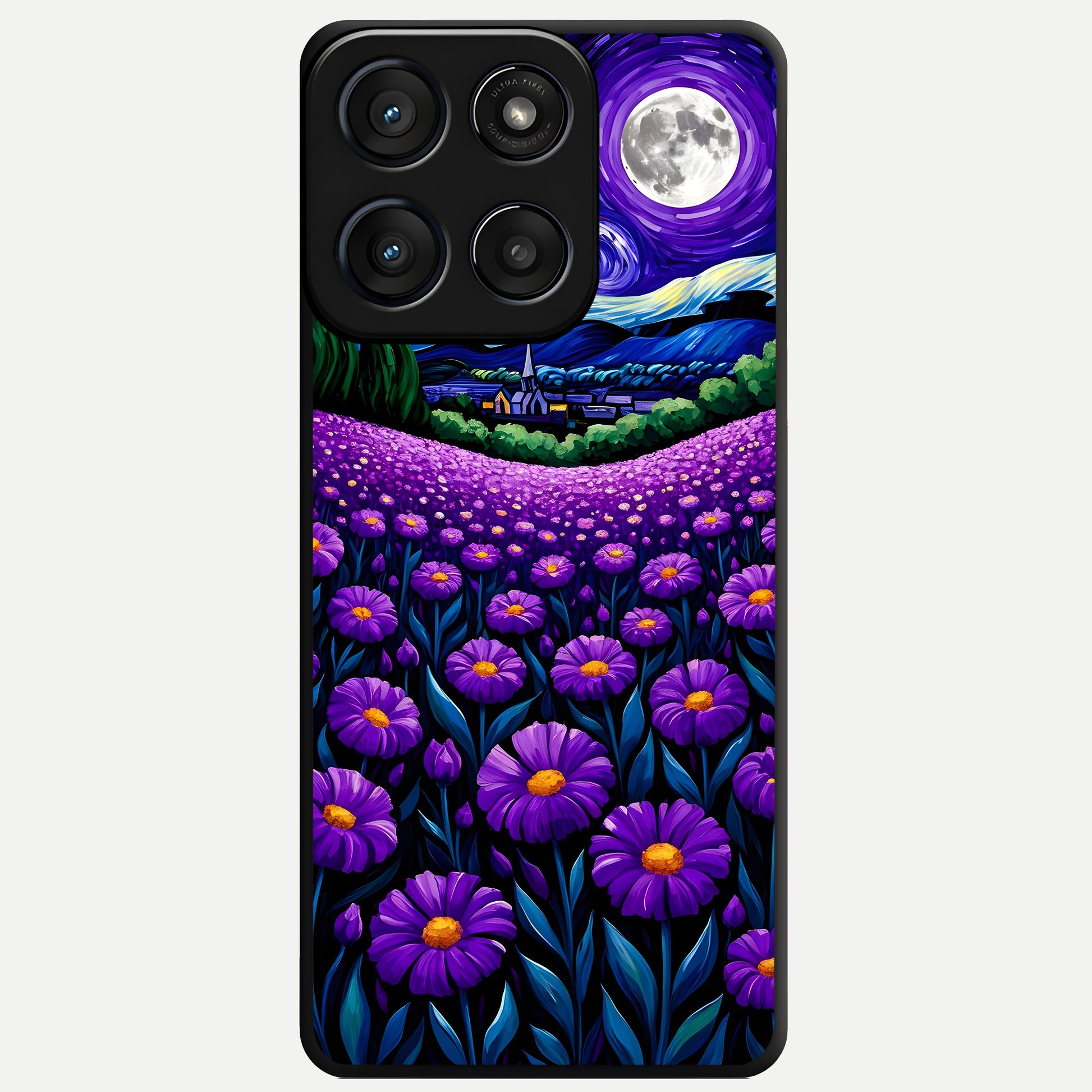  Lavender Moon Field Glass Case For Moto Edge 60 Fusion back cover – full design glossy printed glass finish