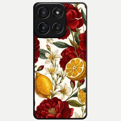  Lemon Rose Charm Glass Case For Moto Edge 60 Fusion back cover – full design glossy printed glass finish