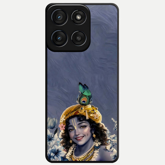  Lord Krishna Glass Case For Moto Edge 60 Fusion back cover – full design glossy printed glass finish
