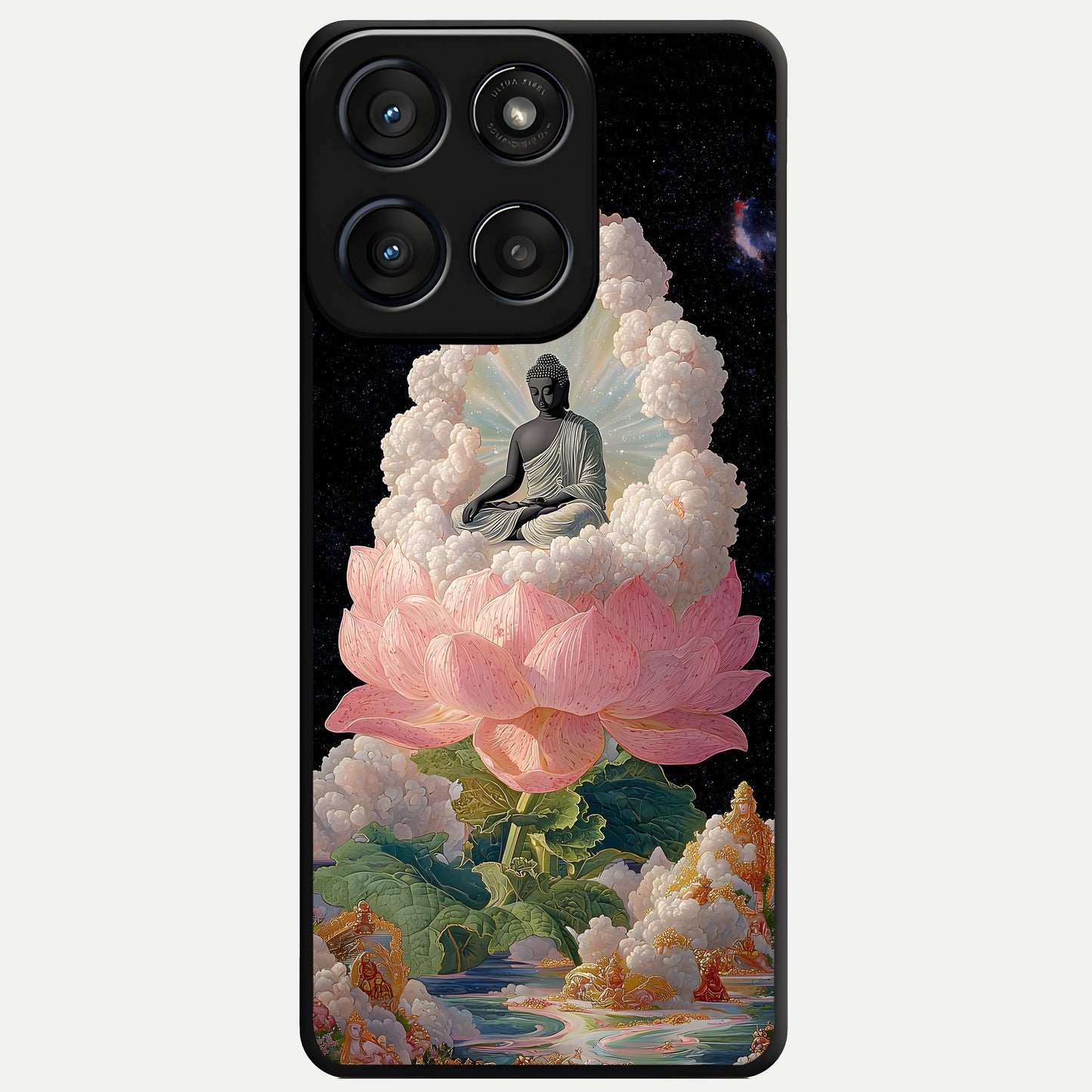  Lotus Divine Peace Glass Case For Moto Edge 60 Fusion back cover – full design glossy printed glass finish